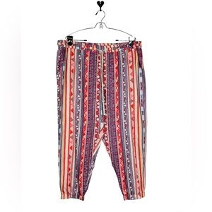 Sundance Multicolor Striped Boho Pants - Red, Blue, Cream